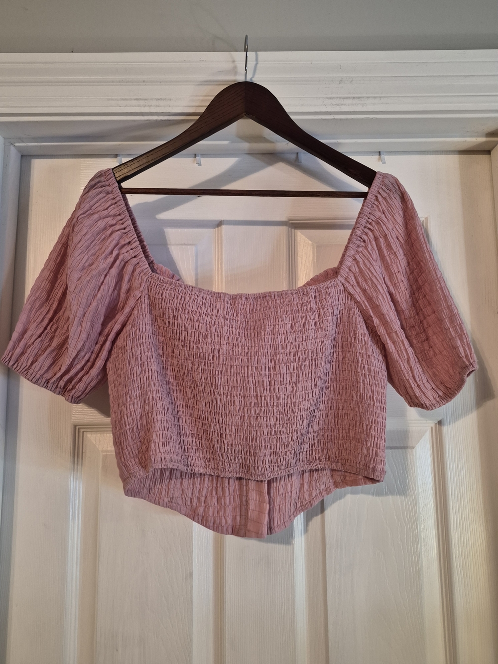 Pink Puff Sleeve Eyehook Women’s Top Size Large - Picture 6 of 8